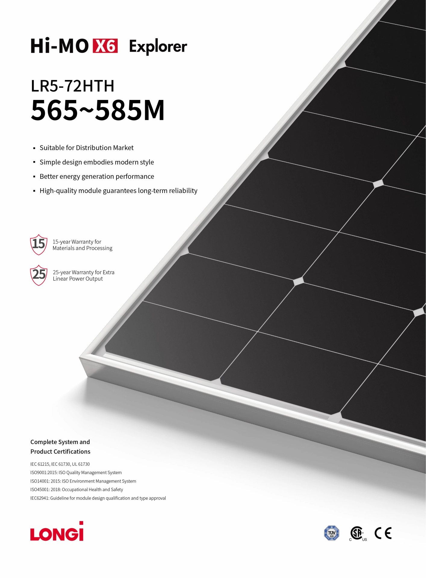 Hi-MO X6 Explorer LR5-72HTH 565-585M （35-35&15Frame）